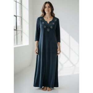 NWT Quacker Factory Navy Blue Velour Beaded Caftan – Women’s Size 1X